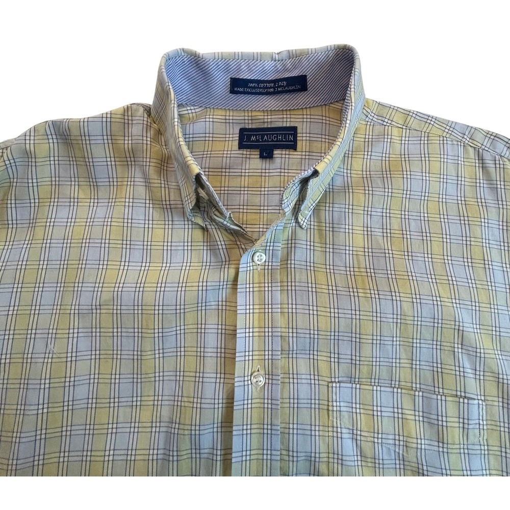 J McLaughlin Men's Plaid Button Down‎ Shirt Long Sleeve Size Large Cotton